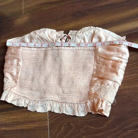 FREE PEOPLE Pink Peach Strapless Corset Crop Top Size Medium - Picture 8 of 8